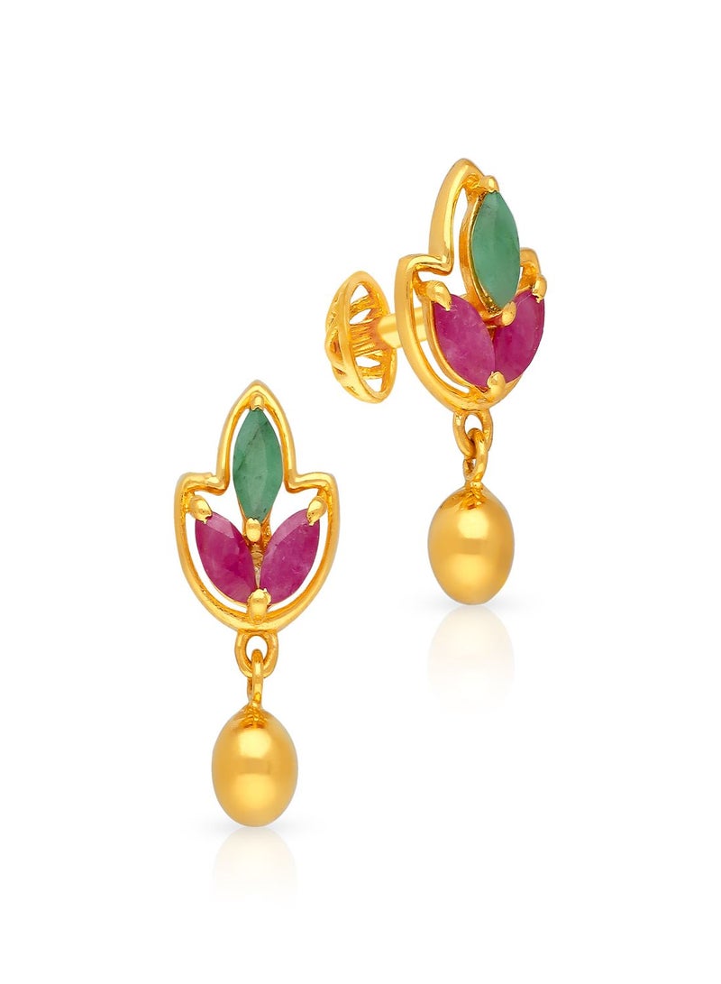 Malabar Gold and Diamonds 22 Carat 916 Purity Gemstone Earrings PGNKID049ER1_Y for Women  - Image 1
