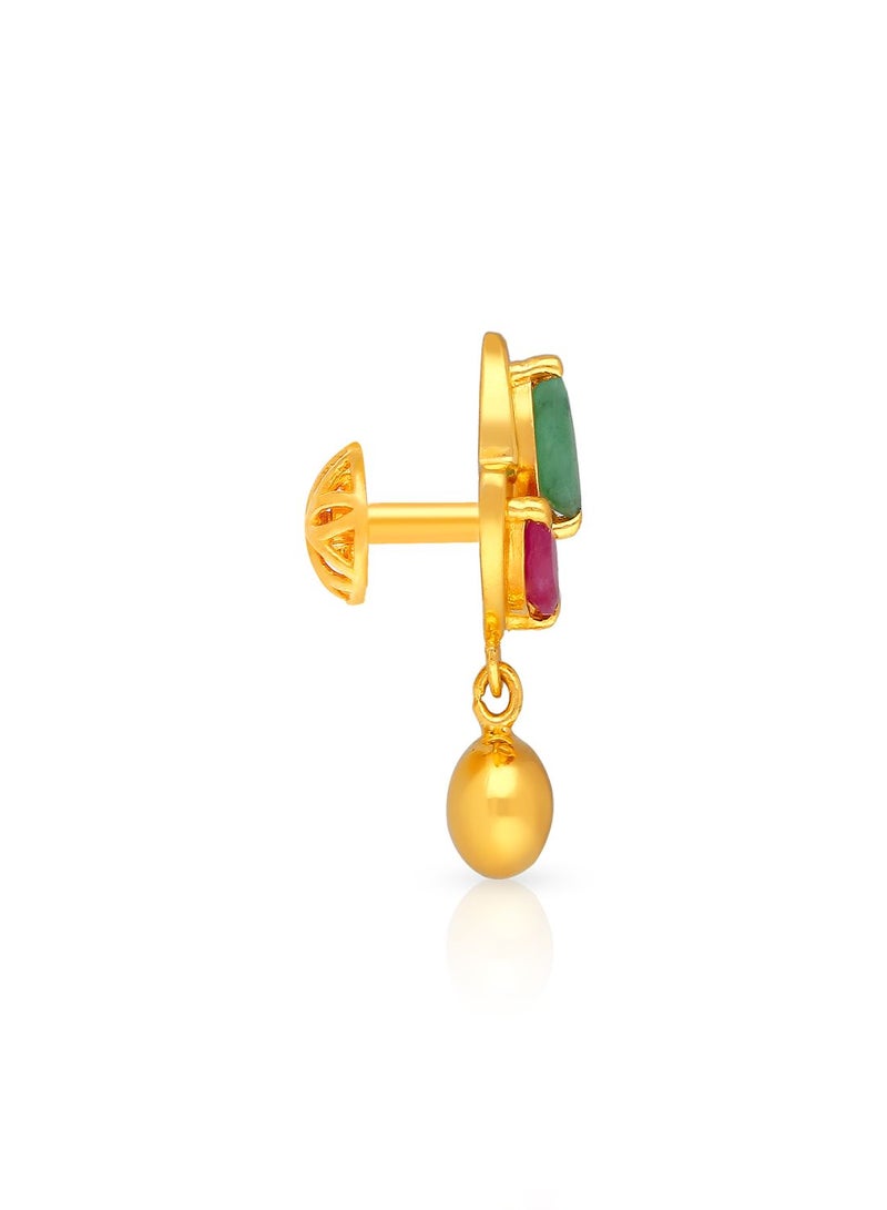 Malabar Gold and Diamonds 22 Carat 916 Purity Gemstone Earrings PGNKID049ER1_Y for Women  - Image 2