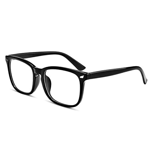 EYLRIM Square Frame Clear Lens Glasses Non Prescription Eyeglasses(A1 Bright Black) - Image 1