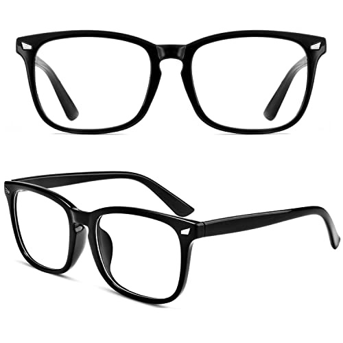 EYLRIM Square Frame Clear Lens Glasses Non Prescription Eyeglasses(A1 Bright Black) - Image 4