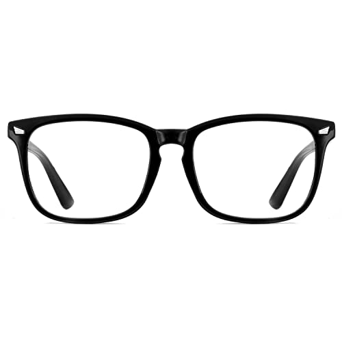 EYLRIM Square Frame Clear Lens Glasses Non Prescription Eyeglasses(A1 Bright Black) - Image 2