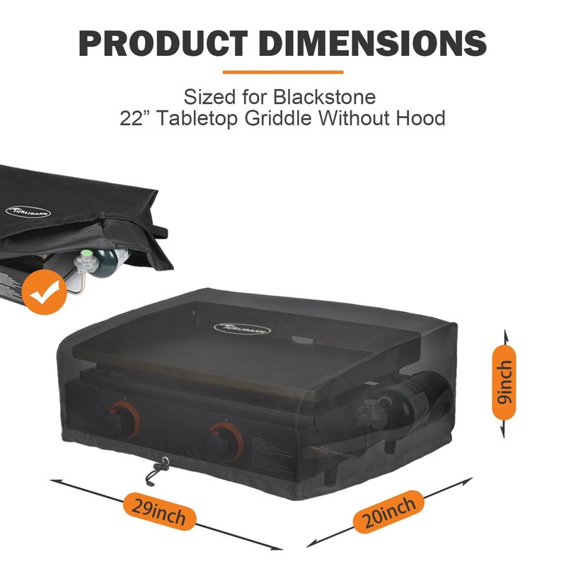TURLIOARN Blackstone 22 Inch Grill Cover - Abrasion & Water Resistant, Fade Resistant - Image 2