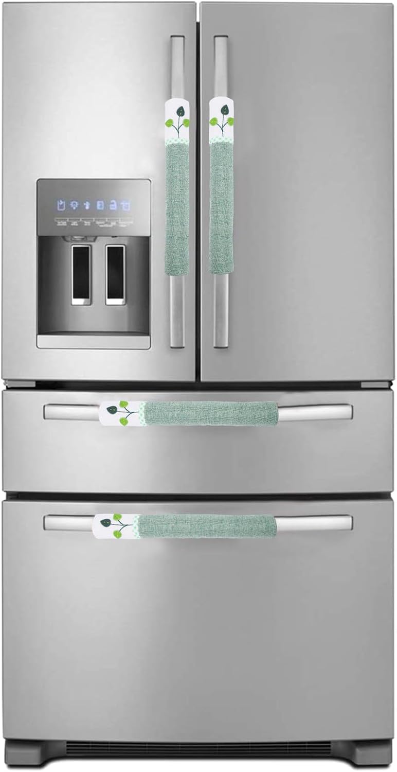 WOONEKY 2Pcs Refrigerator Handle Covers Kitchen Appliance Door Handle Protectors Green Tree Pattern Washable Fridge and Oven Knob Covers for Household Use - Image 3