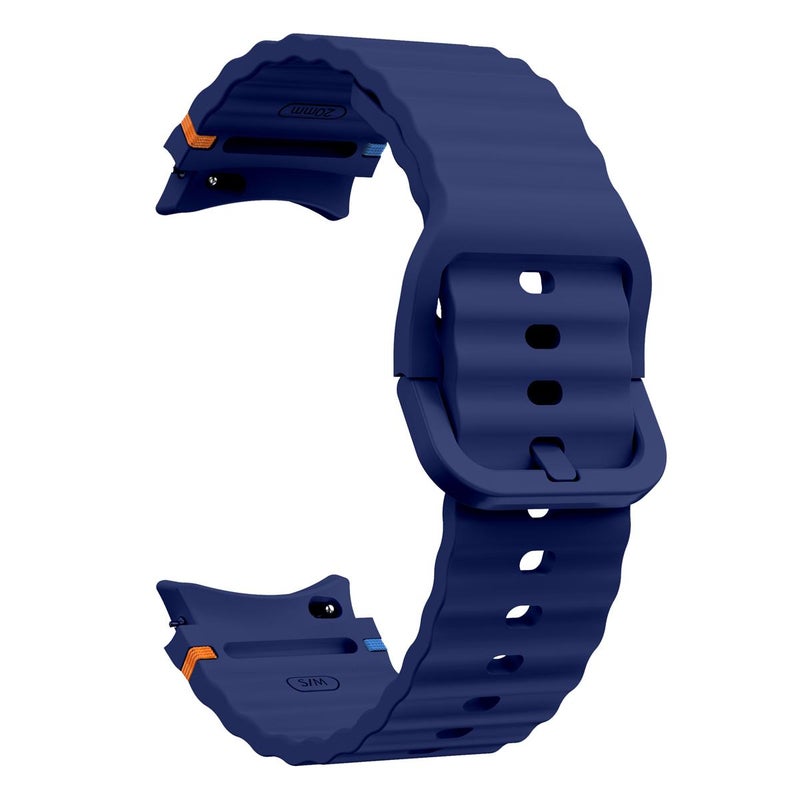 erorex For Samsung Galaxy Watch7 44Mm Wave Stitching Silicone Watch Band With 3D Curved Film(Midnight Blue) - Image 4