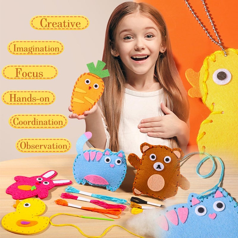 KASTWAVE Sewing Kit for Kids,Felt Animals Sew Craft Kit for Beginners,Fun and Educational Kids DIY Projects Craft and Sew Set Gift for Ages 6+ Girls, Boys, Learn to Sew - Image 3
