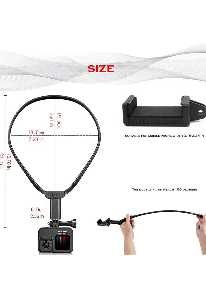 KASTWAVE Action Camera Neck Holder Mount Bracket for Gopro POV/VLOG, Extendable Selfie Kit, Compatible with MAX Hero, DJI, Coyote, AKASO and Cell Phone Cycling Travel - Image 2