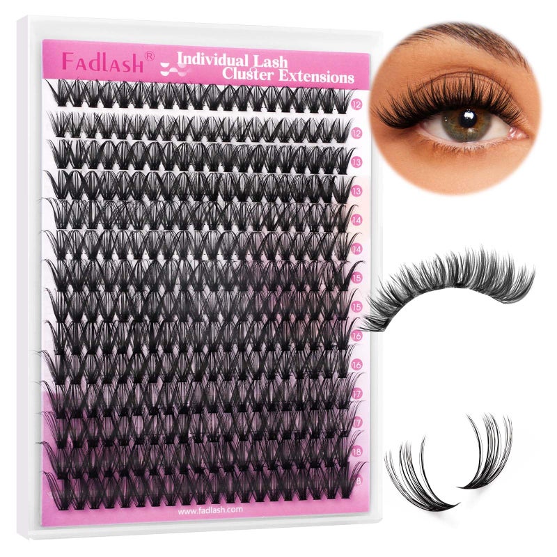 Lash Clusters 1218mm Mix Individual Lashes Cluster Black Volume Eyelash Clusters Long Individual Lash Extensions C Curl Cluster Lashes DIY Eyelash Extension 40D007C 1218mm