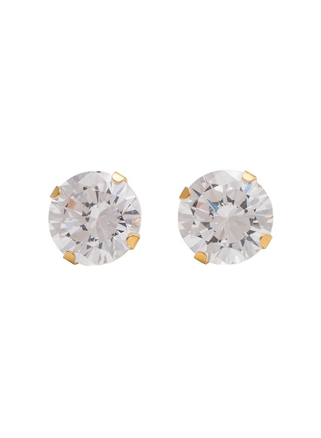 Studex 8MM Cubic Zirconia 24K Pure Gold Plated Ear Studs - Image 1