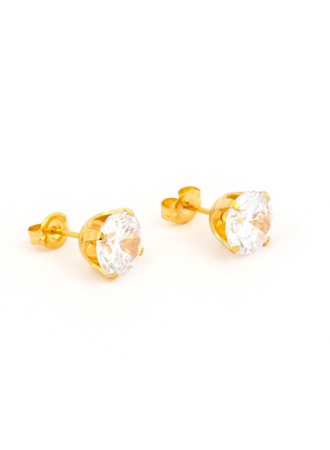 Studex 8MM Cubic Zirconia 24K Pure Gold Plated Ear Studs - Image 2