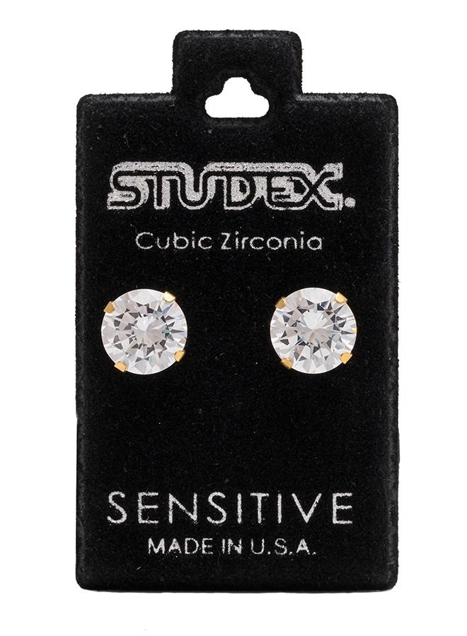 Studex 8MM Cubic Zirconia 24K Pure Gold Plated Ear Studs - Image 5