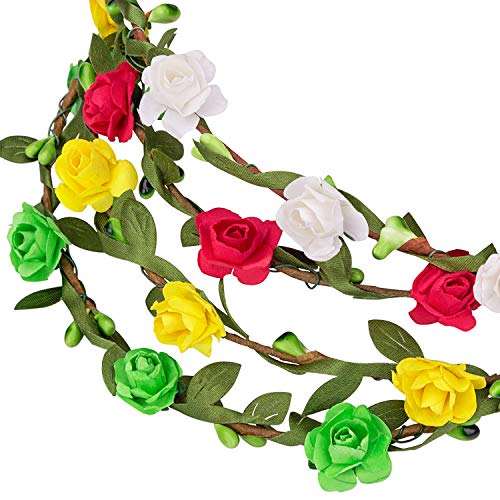 Awpeye 18PCS Multicolor Flower Crown Floral Wreath Headband Floral Crown Garland Headpiece Wedding Festival Party - Image 4