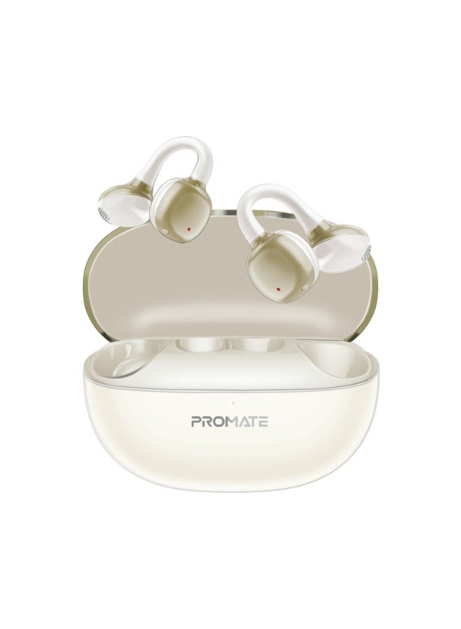 PROMATE 500 mAh Promate AirClip-Pro Open-Ear True Wireless Earbuds, Clip-On OWS Design with 12mm Drivers, Bluetooth 6.0 Multipoint, IntelliTouch Tap Controls, Clear Mic, 28H Battery, IPX4 Sweat Resistant, Safe Charging Case - Image 2