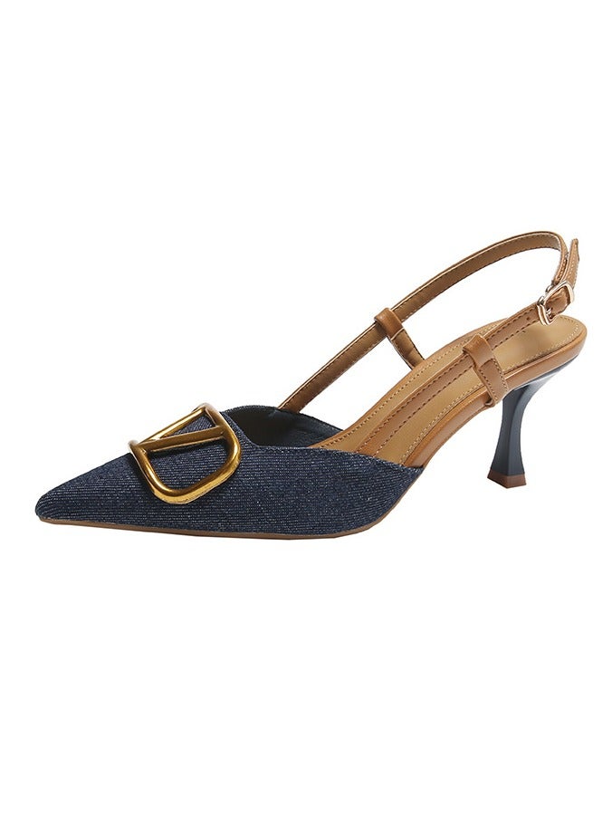KUYING New Pointed Leather High-Heeled Shoes Slim Heels  - Image 1