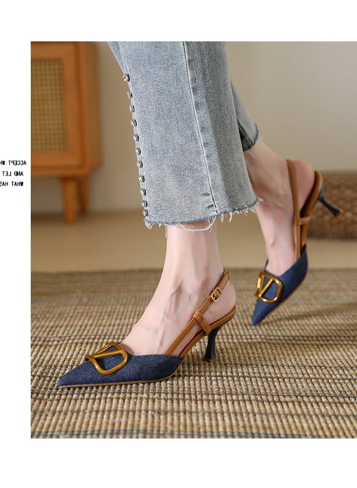 KUYING New Pointed Leather High-Heeled Shoes Slim Heels  - Image 3