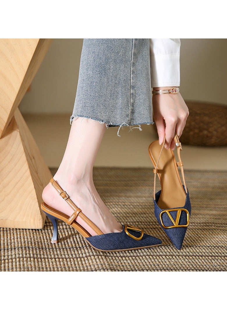 KUYING New Pointed Leather High-Heeled Shoes Slim Heels  - Image 2