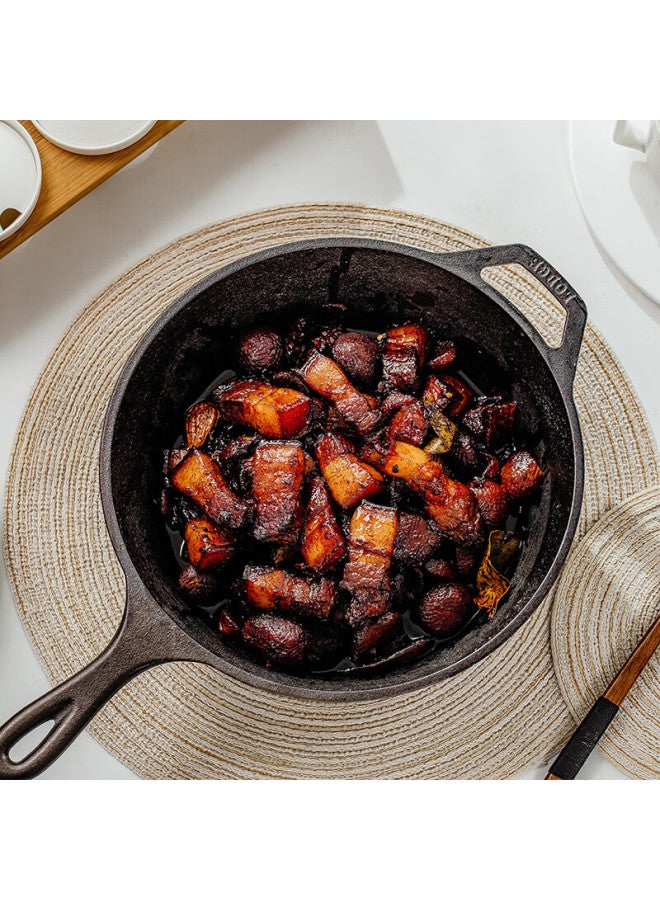 Lodge [imported From Usa] 26cm Flat Bottom Deep Frying And Stewing Pot, Non-coated Non-stick Cast Iron Pan L8dsk3 - Image 2