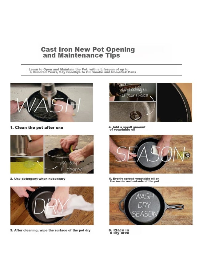 Lodge [imported From Usa] 26cm Flat Bottom Deep Frying And Stewing Pot, Non-coated Non-stick Cast Iron Pan L8dsk3 - Image 5