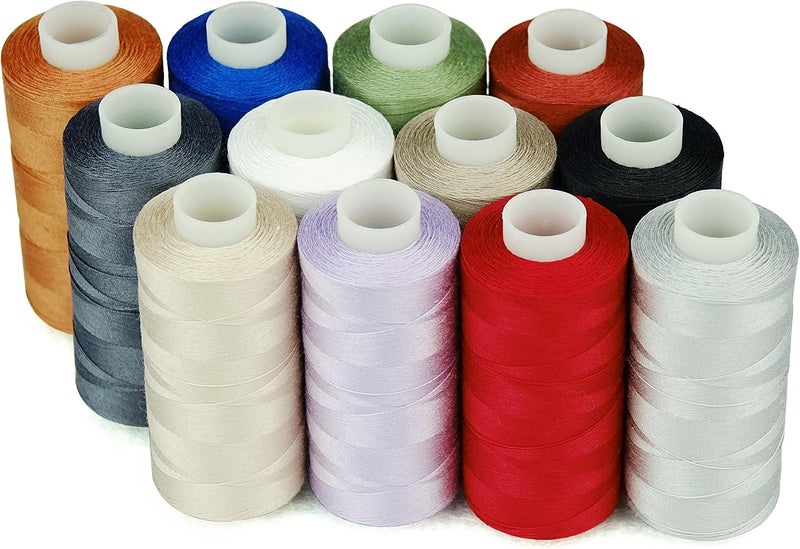 Simthread 12 Multi Colors All Purposes Cotton Quilting Thread - 550 Yards Each - Image 1