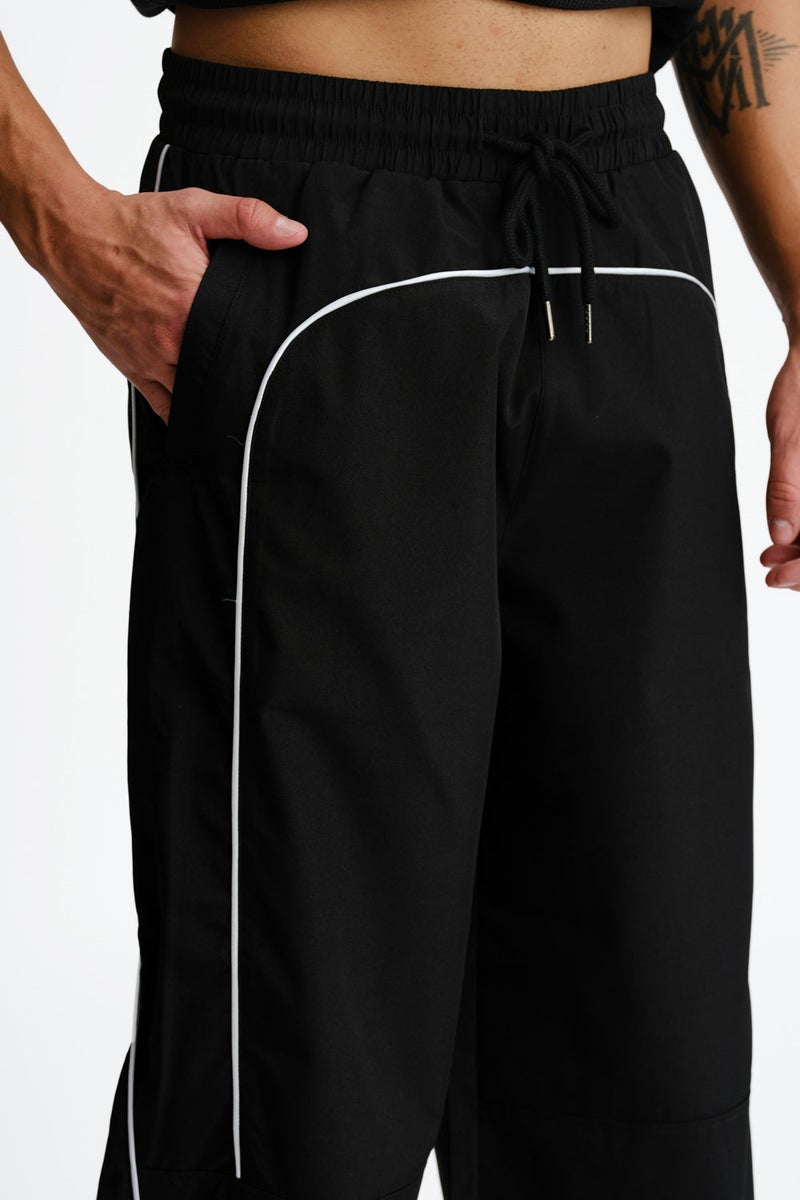 Bonkers Corner Black Sporty Deconstructed Loose Pants for Men's - Image 3