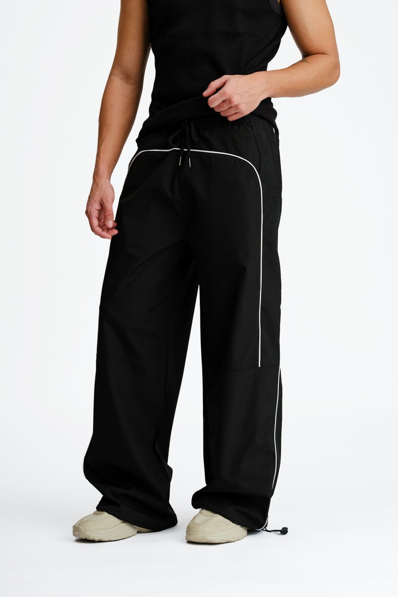 Bonkers Corner Black Sporty Deconstructed Loose Pants for Men's - Image 2