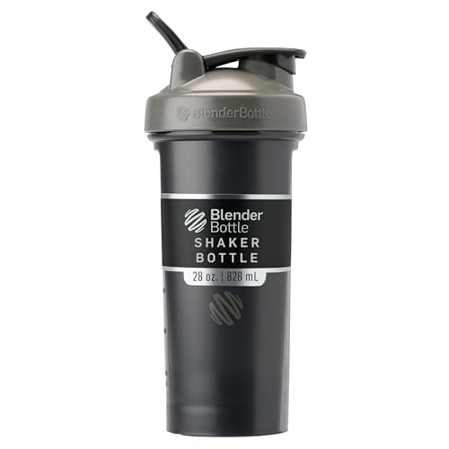 BlenderBottle Classic V2 Shaker Bottle Perfect for Protein Shakes and Pre Workout, 28-Ounce, Grey/Black, Black Shadow - Image 1