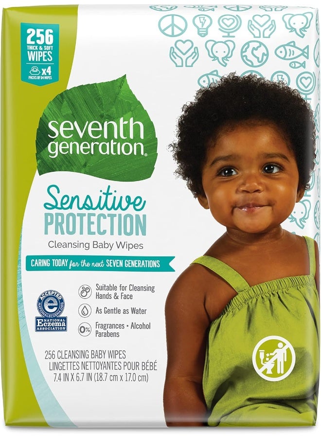 Seventh Generation Baby Wipes Refill With Tape Seal Sensitive Protection Unscented Baby Wipes 256 Count - Image 1