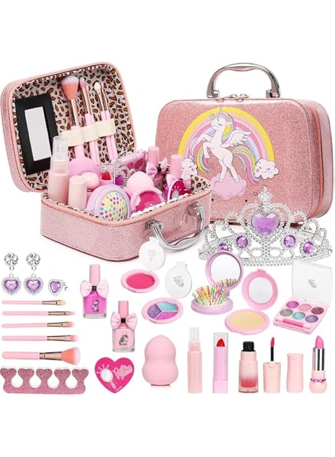 NIBEMINENT Kids Washable Makeup Girls Toys,Real Little Girl Make up Sets,Toddler Makeup Kit for Kid Children Princess Birthday Gifts Toys for 5 6 7 8 9 10 Year Old Girls - Image 1