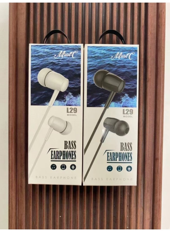 L29D21 Wire-controlled Headset With Microphone In-ear Can Be Equipped With Packaging Box-Color:Black
