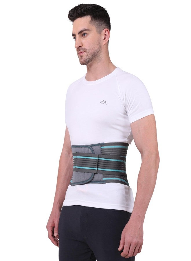 PHLEXMOTION Lumbo Sacral Belt For Women Unisex Contoured Ls Belt For Back Pain Latest Lumber Support Belt For Back Sprains Grey (XXL) - Image 4