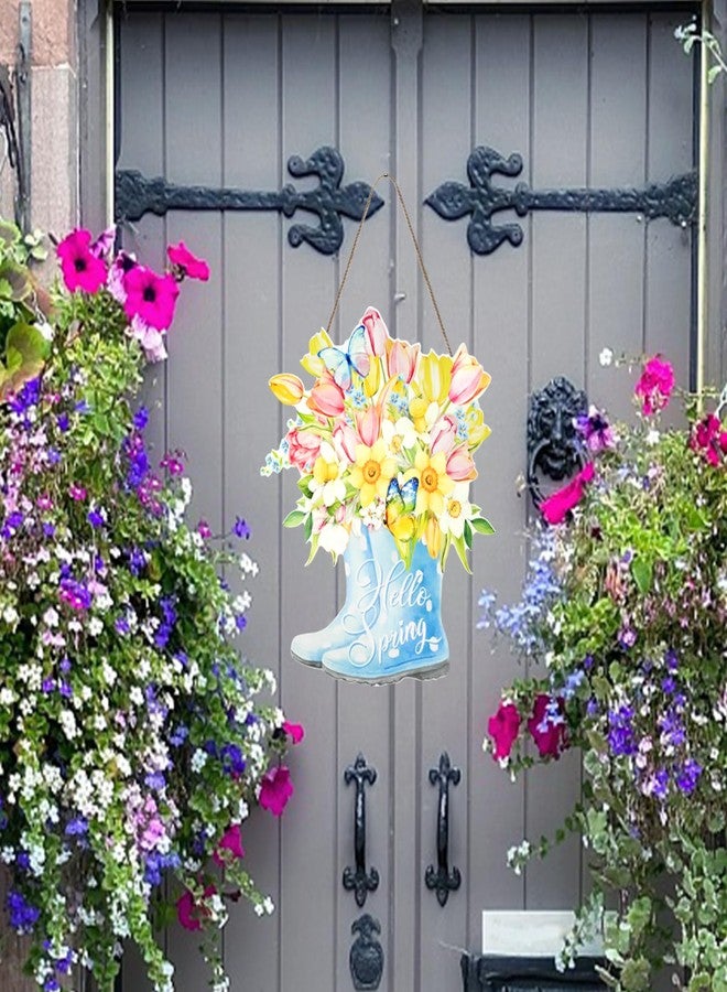 CANIPHA Hello Spring Door Signs Spring Decor for Home, Spring Door Decor Colorful Spring Decorations for Home, Wooden Spring Wall Decor Front Door Decorations Hanging Door Sign for Outdoor Indoor (Boots) - Image 5