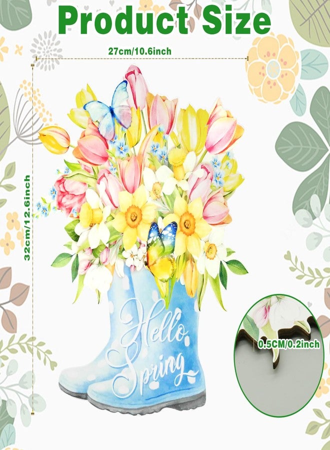 CANIPHA Hello Spring Door Signs Spring Decor for Home, Spring Door Decor Colorful Spring Decorations for Home, Wooden Spring Wall Decor Front Door Decorations Hanging Door Sign for Outdoor Indoor (Boots) - Image 2