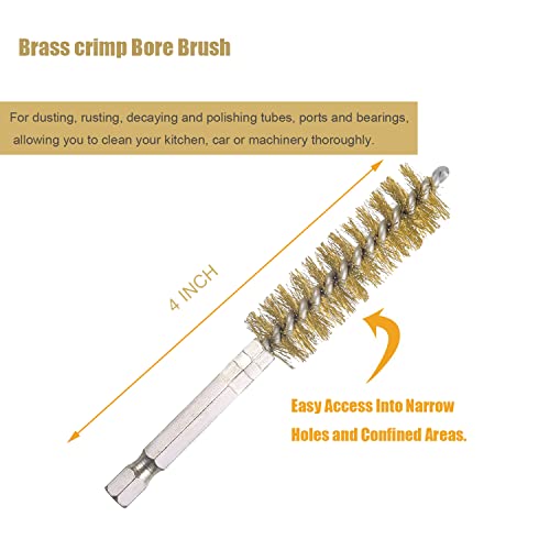 WENORA 10 Pack Bore Brush for Drill, Brass Bore Brush Drill, Stainless Steel Bore Cleaning Brush Set 1/4 Inch Hex Shank for Power Drill Impact Driver - Image 3