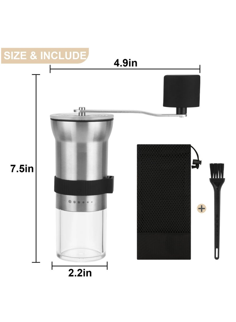 SOLARAE Upgrade Manual Coffee Grinder, Portable Stainless Steel Hand Crank Coffee Bean Grinder, Hand Coffee Grinder 6 Coarseness Settings, burr coffee grinder with Ceramic Burrs, Perfect for families - Image 3
