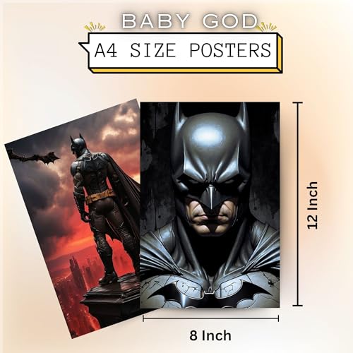 Posters Inc Set of 12 Batman Posters for Wall, Wallart Item for Home, Home Decoration Items for Living Room, Aesthetic Wall Stickers for Bedroom, Birthday Gift for Men, 300 GSM A4 Size Paper - Image 5