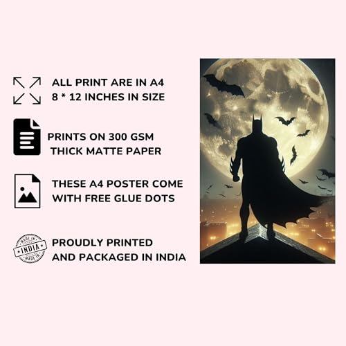 Posters Inc Set of 12 Batman Posters for Wall, Wallart Item for Home, Home Decoration Items for Living Room, Aesthetic Wall Stickers for Bedroom, Birthday Gift for Men, 300 GSM A4 Size Paper - Image 4