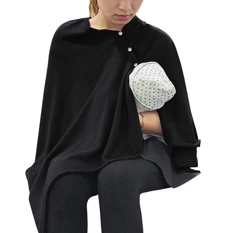 Moro Nursing Cover Shawl For Full Privacy Breastfeeding Protection Knitted Nursing Poncho With Button Closure Breathable Nursing Scarf