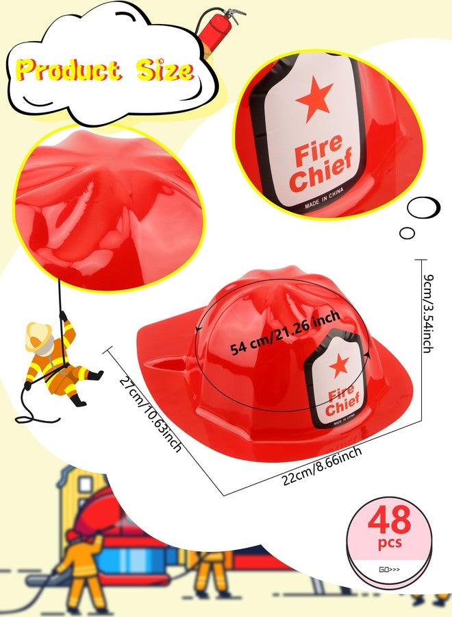 Cotiny 48 Pack Kids Fire Helmet Cosplay Hats for Firefighter Party Dress Up Halloween Costume - Image 2