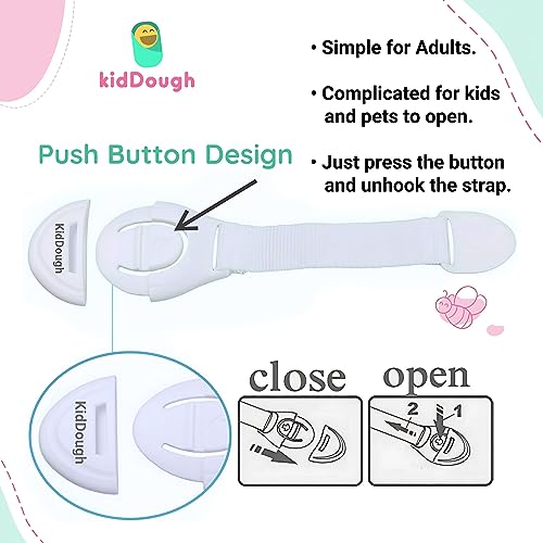 KidDough Furniture Safety Locks for Kids - Pack of 4 Beige + 4 White Locks, Child Safety Locks for Drawers, Cabinets, Fridge, Cupboard Lock, Strong and Adhesive Safety Locks - Image 3