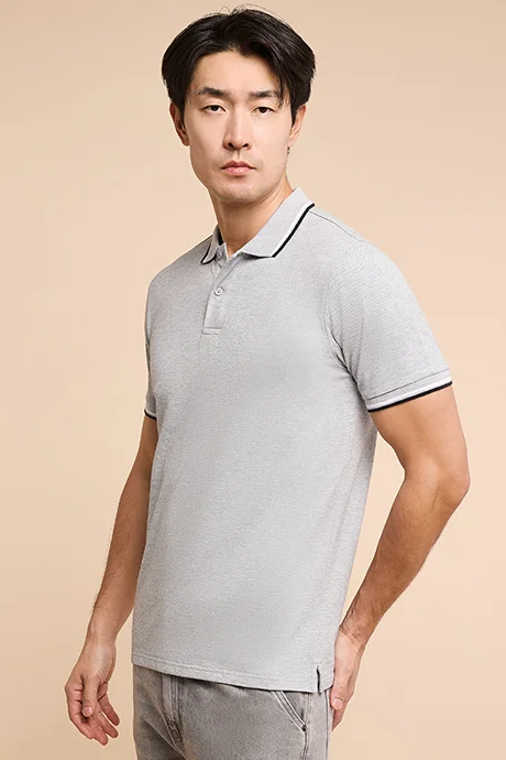 R&B Contrast Trim Polo T-Shirt with Shirt Sleeves