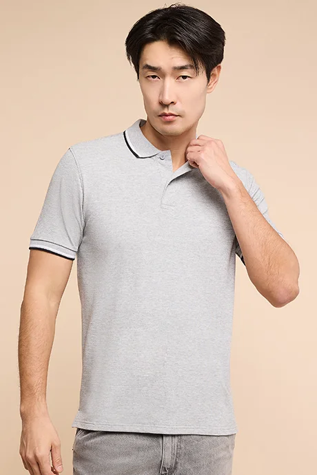 R&B Contrast Trim Polo T-Shirt with Shirt Sleeves