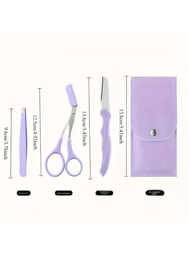 3 Pcs Eyebrow Grooming Kit Professional Set With Razor Trimmer Tweezers Scissors Comb - Image 4