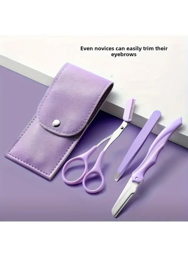 3 Pcs Eyebrow Grooming Kit Professional Set With Razor Trimmer Tweezers Scissors Comb - Image 1