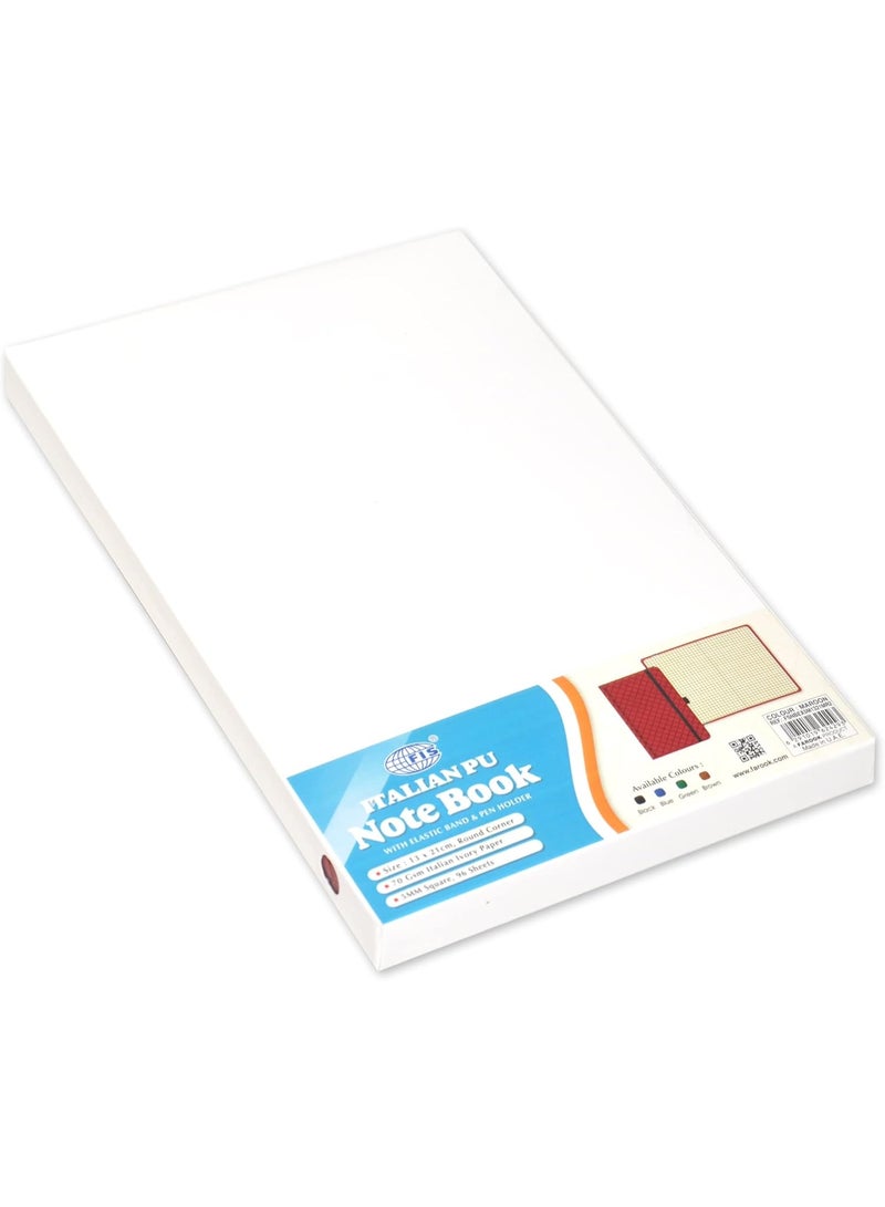 FIS® Executive Notebook, Size 13x21CM, 96 Sheets 5MM Square With Elastic PU Window Maroon Design 2 -FSNBEX5M1321MR2 - Image 3