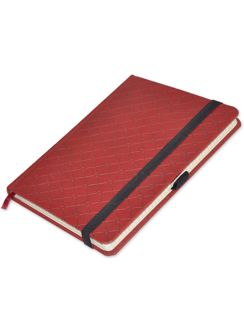 FIS® Executive Notebook, Size 13x21CM, 96 Sheets 5MM Square With Elastic PU Window Maroon Design 2 -FSNBEX5M1321MR2 - Image 1