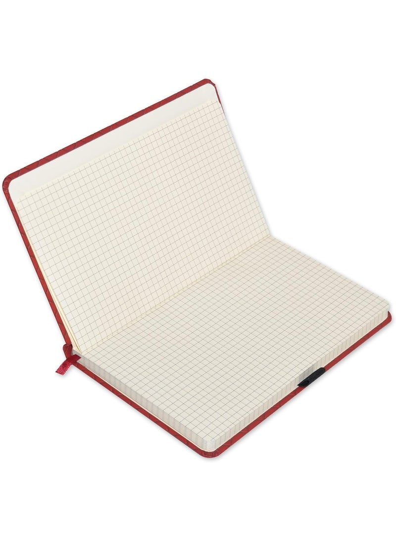 FIS® Executive Notebook, Size 13x21CM, 96 Sheets 5MM Square With Elastic PU Window Maroon Design 2 -FSNBEX5M1321MR2 - Image 2