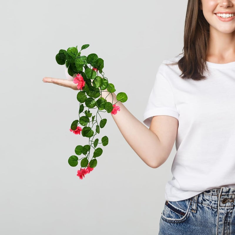 fancymart Pack of 2 Artificial Flower Vine Plants Falling with Small Size Pot - Natural Touch & Feel Home Décor - Perfect for Home and Office Decoration - Size 45 CM (8160) - Image 4