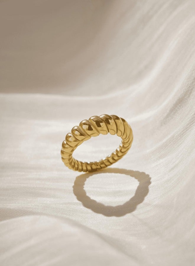 Poxtex خواتم بوكستكس مطلية بالذهب عيار 14 قيراطاً، بتصميم مفتوح ملتوي، قابلة للتكديس، للنساء 09 - Image 5