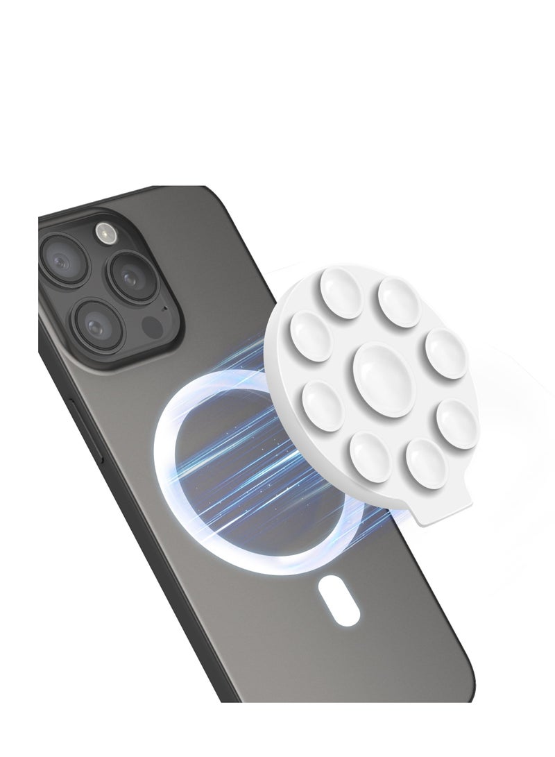Magnetic Silicone Suction Phone Case Stand, Mirror Shower Phone Holder, Compatible with iPhone 15/14/13/12 Series, Suitable for TikTok Videos and Selfies (White)