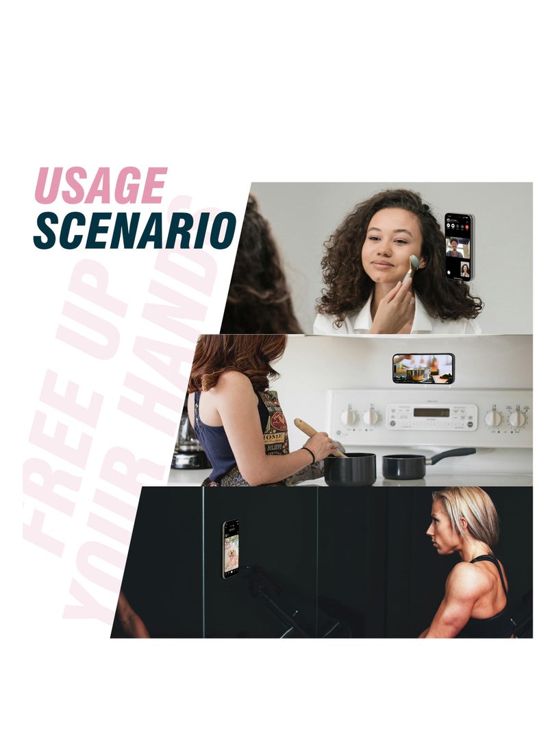 Magnetic Silicone Suction Phone Case Stand, Mirror Shower Phone Holder, Compatible with iPhone 15/14/13/12 Series, Suitable for TikTok Videos and Selfies (White)