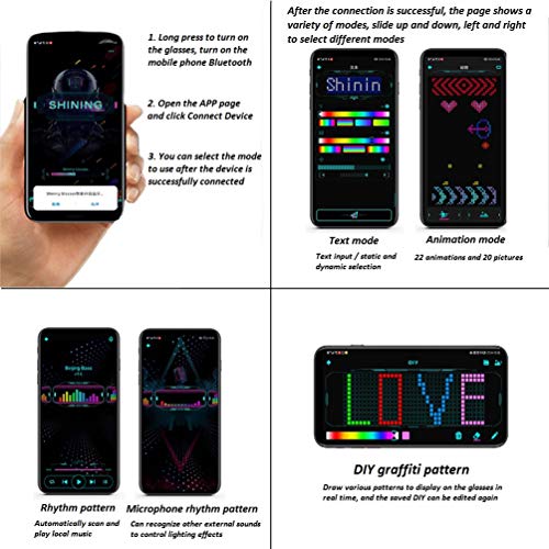 Keledz LED Customizable Glasses for Party, Adults RGB Fullcolor LED Glasses,USB Rechargeable Future Style Glasses for Nightclub, Festivals, Raves, Christmas, Halloween,and Birthday Parties - Image 3